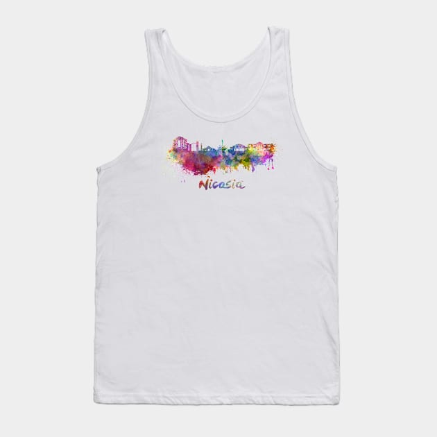 Nicosia skyline in watercolor Tank Top by PaulrommerArt